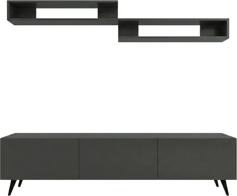 Dulap TV MIYA 150 cm cu polita de perete, antracit