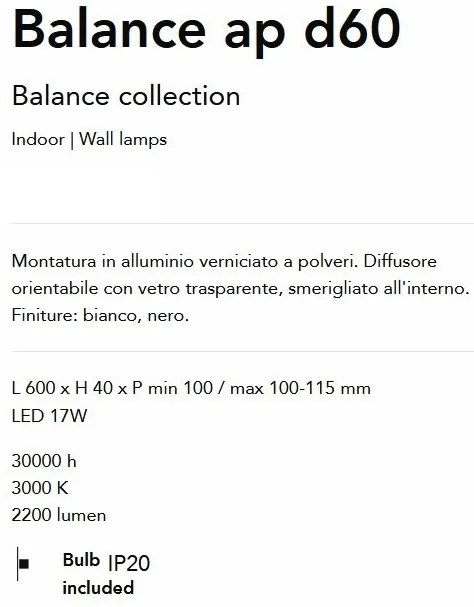 Aplica de perete Led orientabila Balance ap d60 neagra