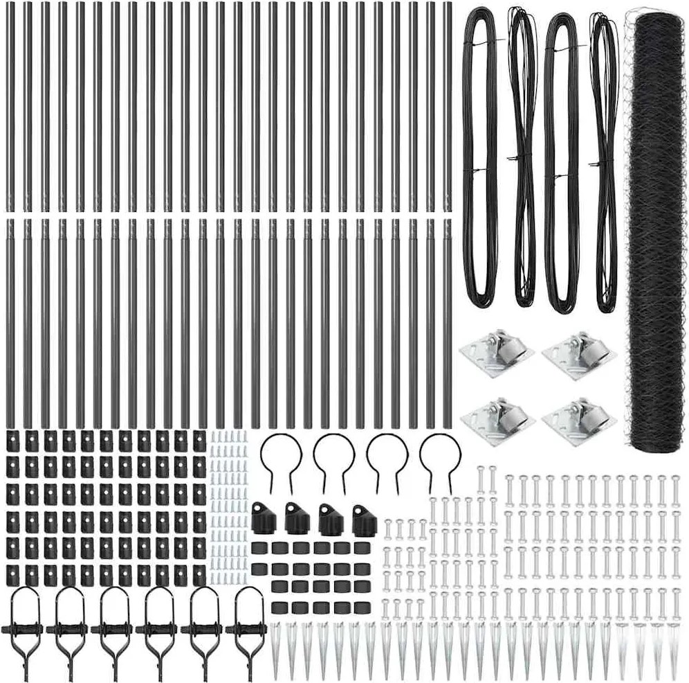 vidaXL Stâlp de gard. Gri 50 x 1,4 m (plasă de 50 mm) Oțel și PVC