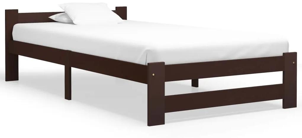 322012 vidaXL Cadru de pat, maro închis, 90 x 200 cm, lemn masiv de pin