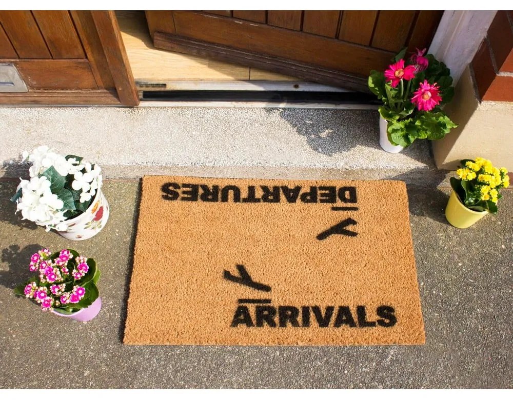 Covoraș intrare din fibre de cocos Artsy Doormats Arrivals and Departures, 40 x 60 cm