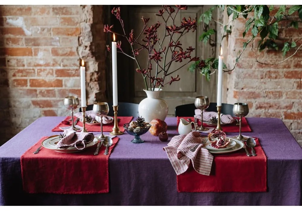 Suporturi pahare din in roz 4 buc. – Linen Tales