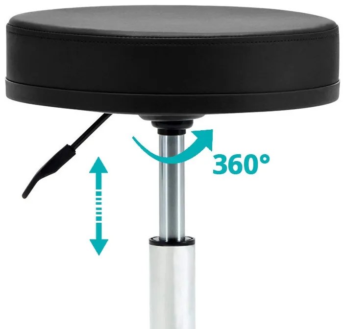 Scaun de cosmetica cu roti, inaltime reglabila-negru