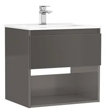 MOBILIER DAILY 60X46X56.5 ANTRACIT LUCIOS,1 SERTAR+RAFT,CU LAVOAR Antracit lucios, 600x460 mm