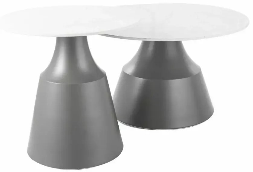 Set 2 mese de cafea Itaka alb/gri ø50/ø70