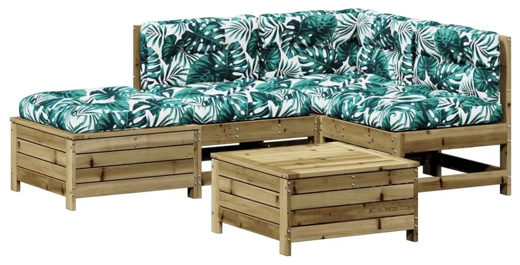3250703 vidaXL Set mobilier de grădină cu perne, 5 piese, lemn de pin tratat