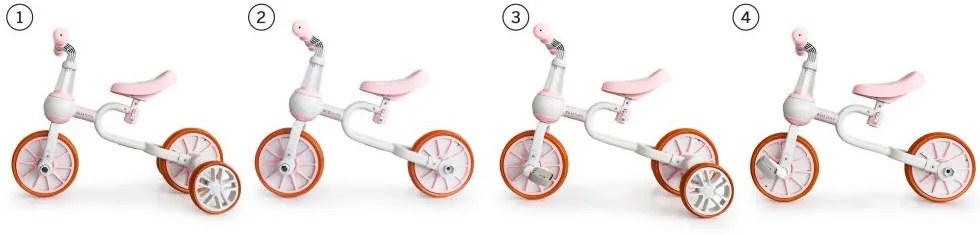 Bicicletă pentru copii roz Ecotoys 4in1