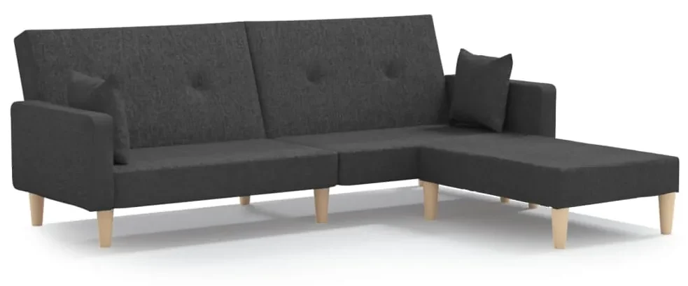 3080512 vidaXL Canapea extensibilă 2 locuri, cu taburet, gri închis, textil