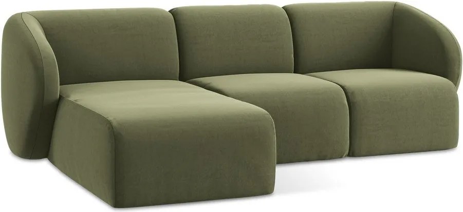 Colțar verde cu tapițerie din catifea (cu colț pe partea stângă/cu șezlong) Lani – Makamii