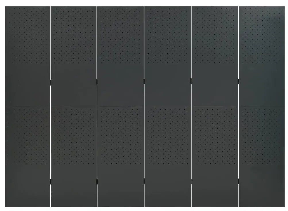 335906 vidaXL Paravan de cameră cu 6 panouri, antracit, 240x180 cm, oțel