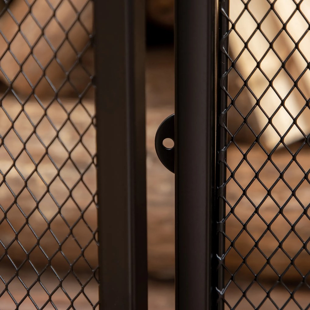 HOMCOM Paravan anti-scântei grilă de protecție pentru șemineu barieră de siguranță 3 panouri pliabile și ușă 120 x 79 cm | Aosom Romania