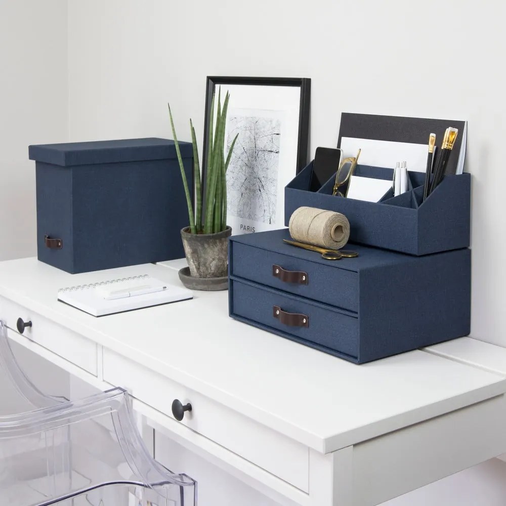 Organizator cu 2 sertare pentru documente Bigso Box of Sweden Birger, 33 x 25,5 cm, albastru închis