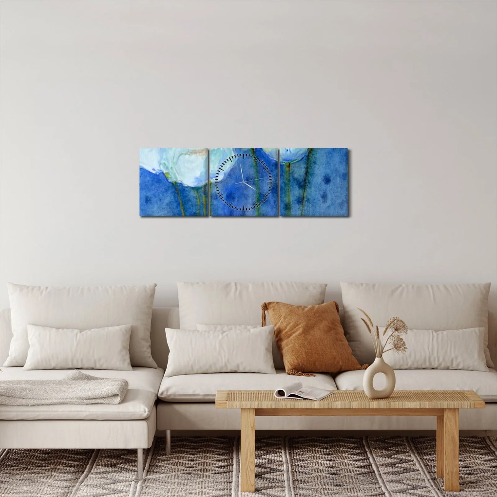 Tablou - Lalele albe (cu ceas) (90x30 cm)