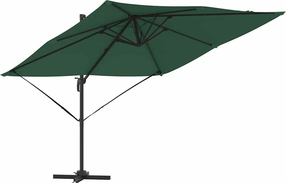 vidaXL Parasol Roma Verde 286 x 284 x 265 cm Aluminiu și poliester
