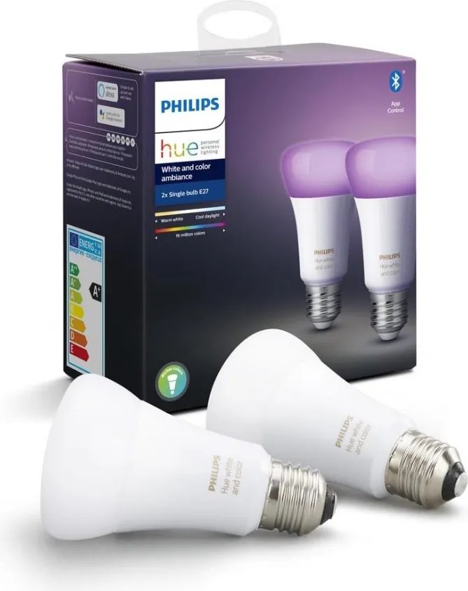SET 2x LED Bec dimmabil Philips Hue WHITE AND COLOR AMBIANCE E27/9W/230V 2000-6500K