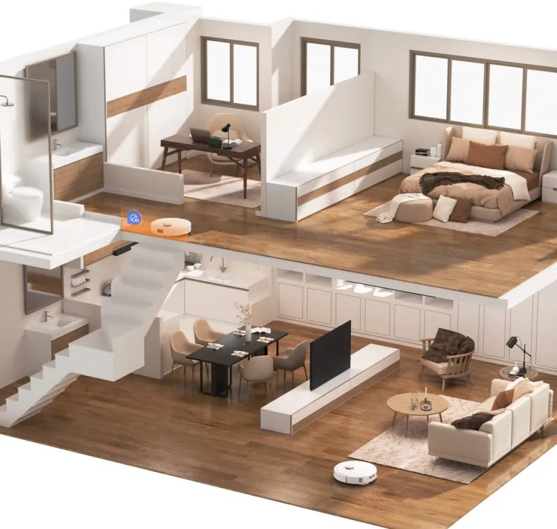 Robot aspirator Roborock Q Revo Max V, 7000Pa, 180 min, 300 m², Dry/Mocro, Wi-Fi, PreciSense® LiDAR + Reactive AI, Asistent vocal, Alb