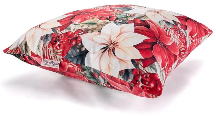 Set de 3 fețe pernuțe RED POINSETTIA 45 x 45 cm