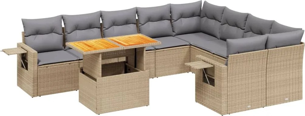 vidaXL Set canapele de grădină cu perne, 10 piese, bej, poliratan