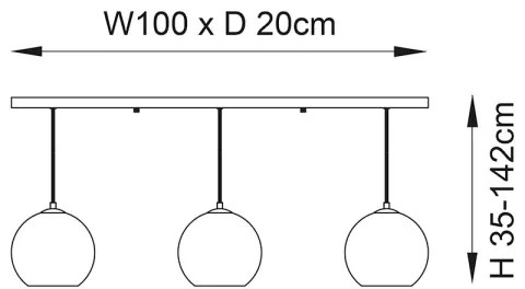 Lustră pe cablu Endon 102929 BOLI 3xE27/10W/230V negru/maro fumuriu