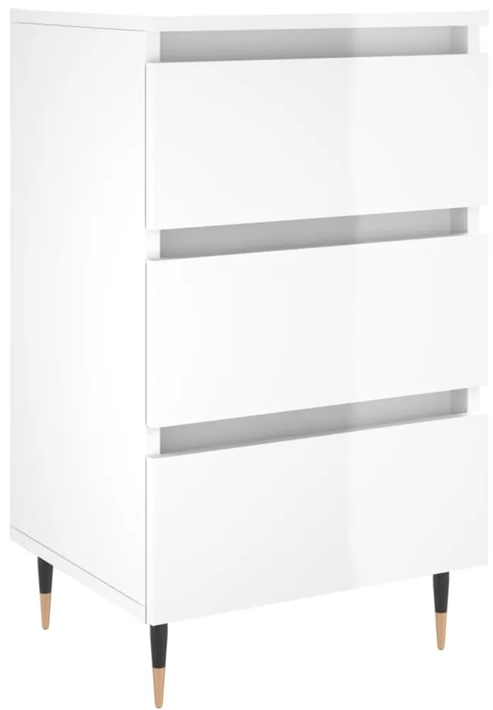 826912 vidaXL Noptieră, alb extralucios, 40x35x69 cm, lemn compozit