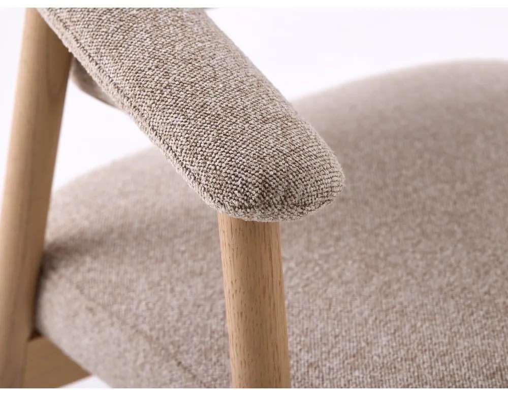 Set de scaune de sufragerie bej cu cotiere 2 buc. din lemn de stejar Elk – Unique Furniture