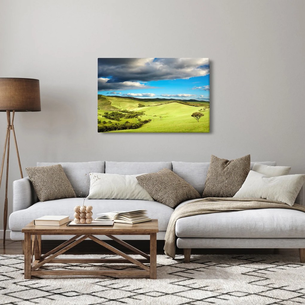 Tablou - Peisaj verde cu dealuri (90x60 cm)