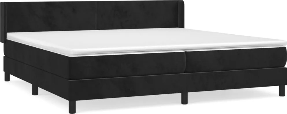 vidaXL Pat box spring cu saltea, negru, 200x200 cm, catifea