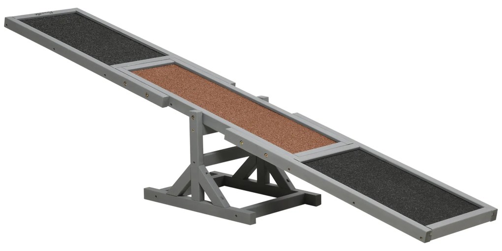 PawHut Agility sport pentru câini balansoar echipament antrenament câine lemn brad prelucrat fetru bituminat antiderapant gri negru | Aosom Romania