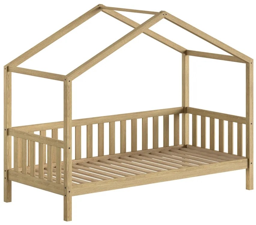 Pat copii Vipack DALLAS CU GARD 90 X 200 CM CHÊNE