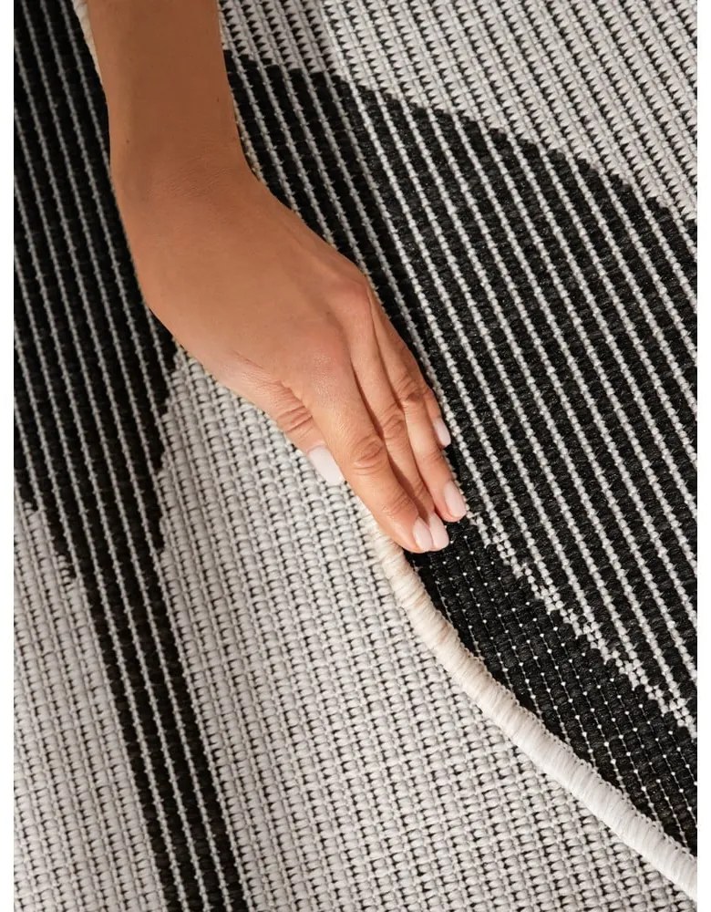 Covor pentru exterior și interior alb-negru rotund ø 160 cm Duet Bowen – NORTHRUGS