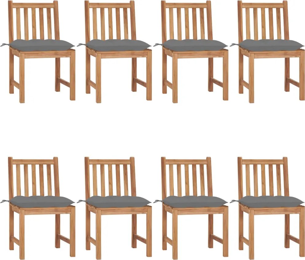 vidaXL Scaune de grădină cu perne, 8 buc., lemn masiv de tec