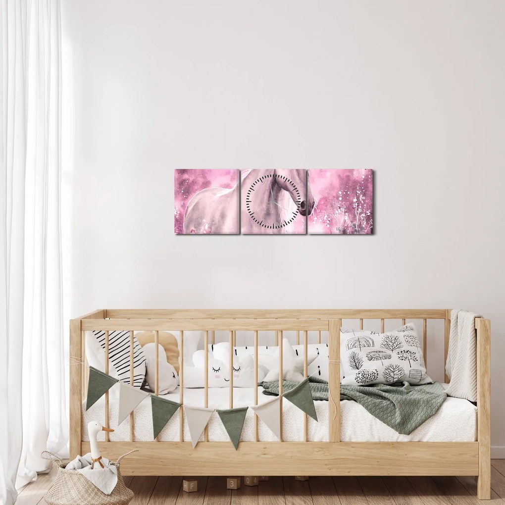 Tablou - Cal pictat (cu ceas) (90x30 cm)