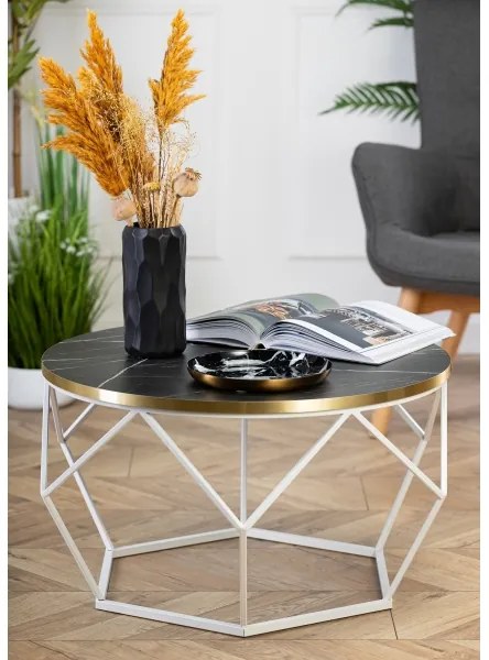 Măsuță de cafea DIAMOND 40x70 cm auriu/negru/alb