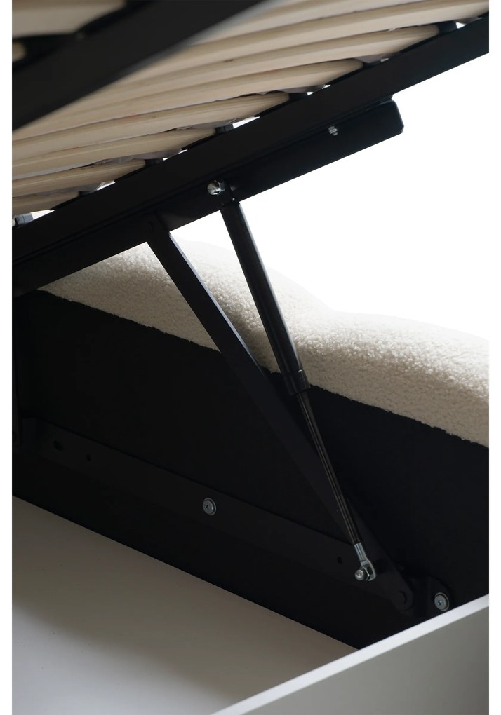 Pat tapițat Aura 160x200 cu spațiu depozitare - bouclé bej deschis Quelle 02