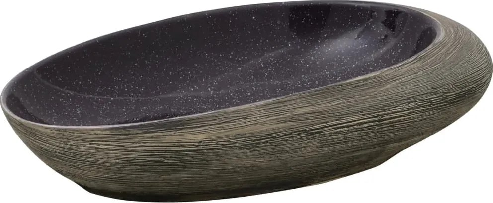 vidaXL Lavoar de blat, violet și gri, 59x40x14 cm, ceramică, oval