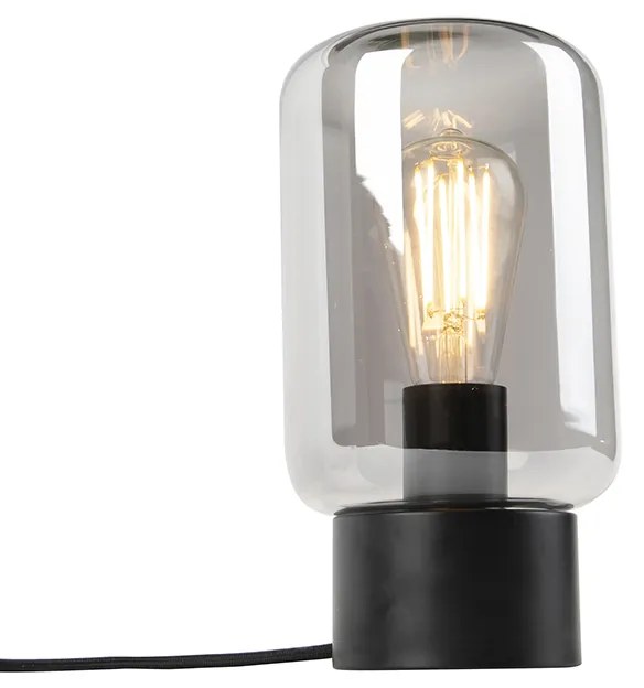 Lampă de masă de design neagră cu sticlă fumurie - Bliss Cute