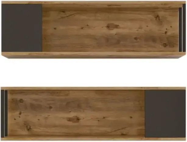 Set raft de perete Riva culoare stejar si antracit 100 cm