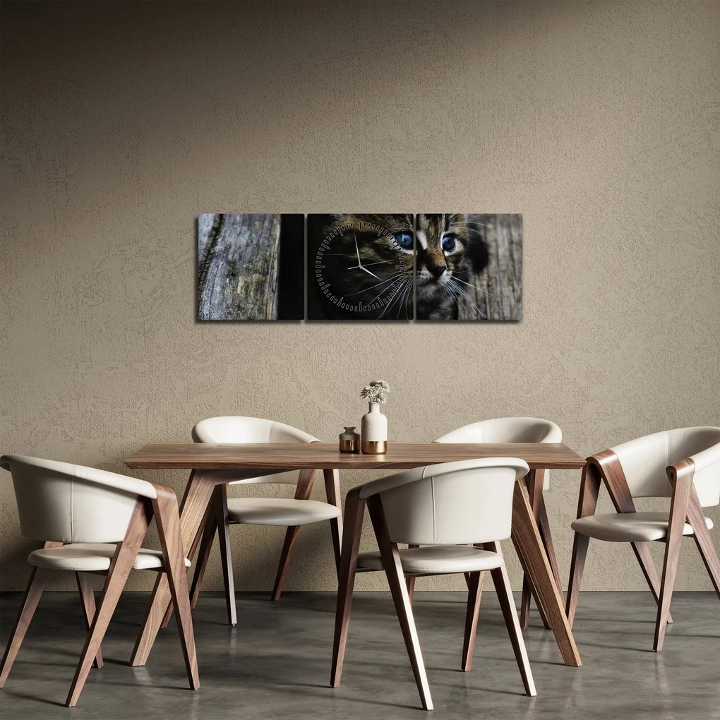 Tablou cu pisicuța (cu ceas) (90x30 cm)