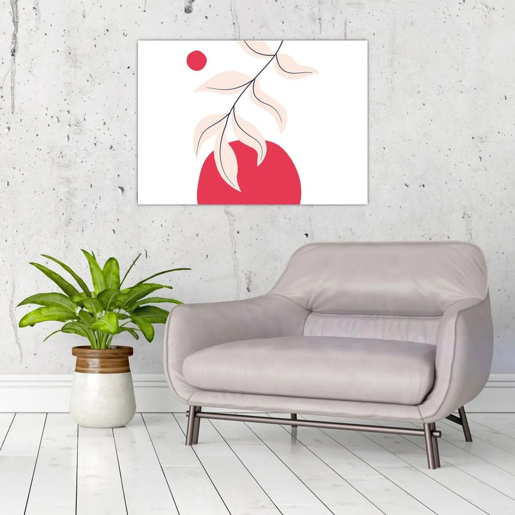 Tablou pe sticlă - Abstracție florală roz N⁰2 (70x50 cm)
