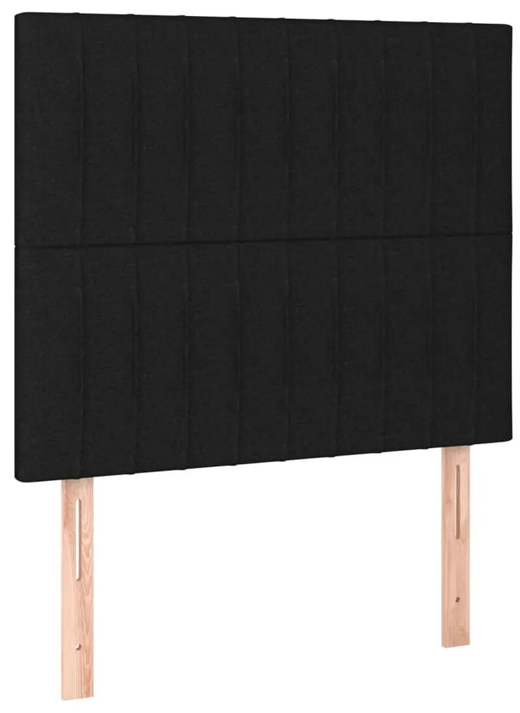 Cadru de pat cu tablie, negru, 90x200 cm, textil Negru, 90 x 200 cm, Benzi verticale