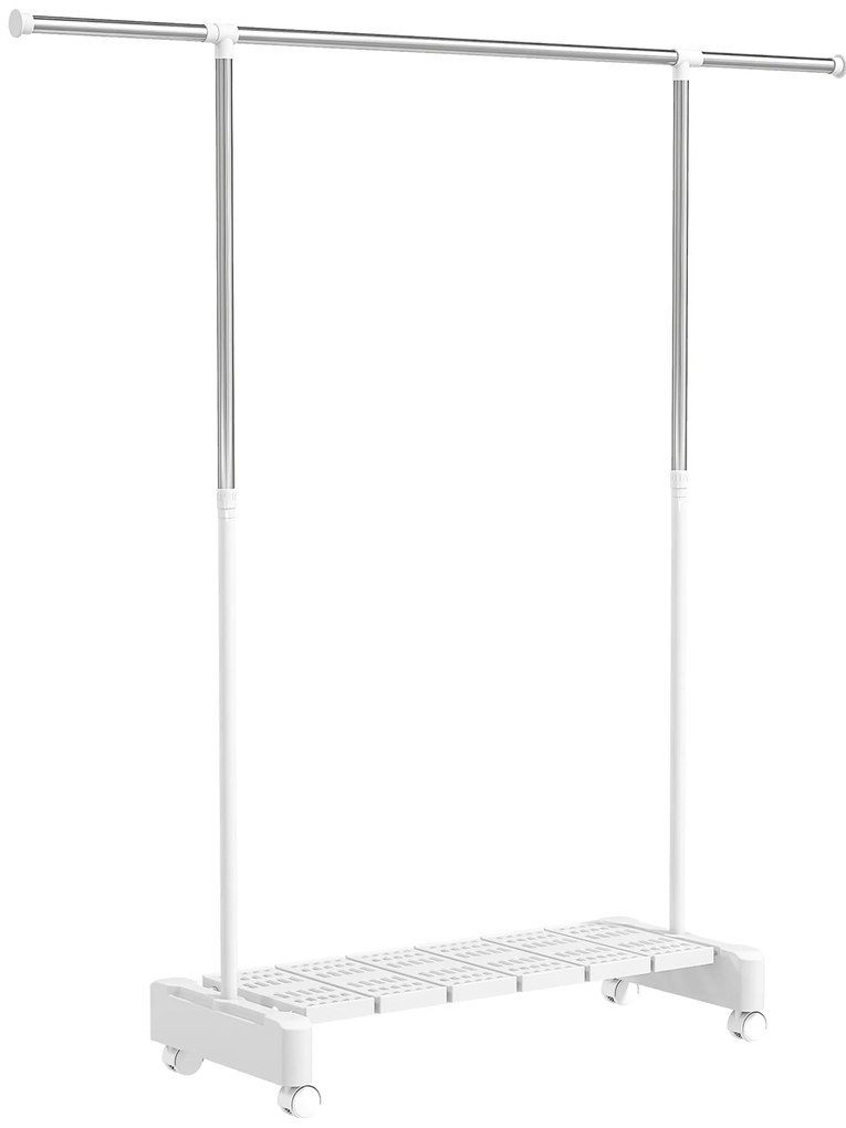 HOMCOM Uscător Vertical Extensibil cu Roți și Raft pentru Încălțăminte Alb | Aosom Romania