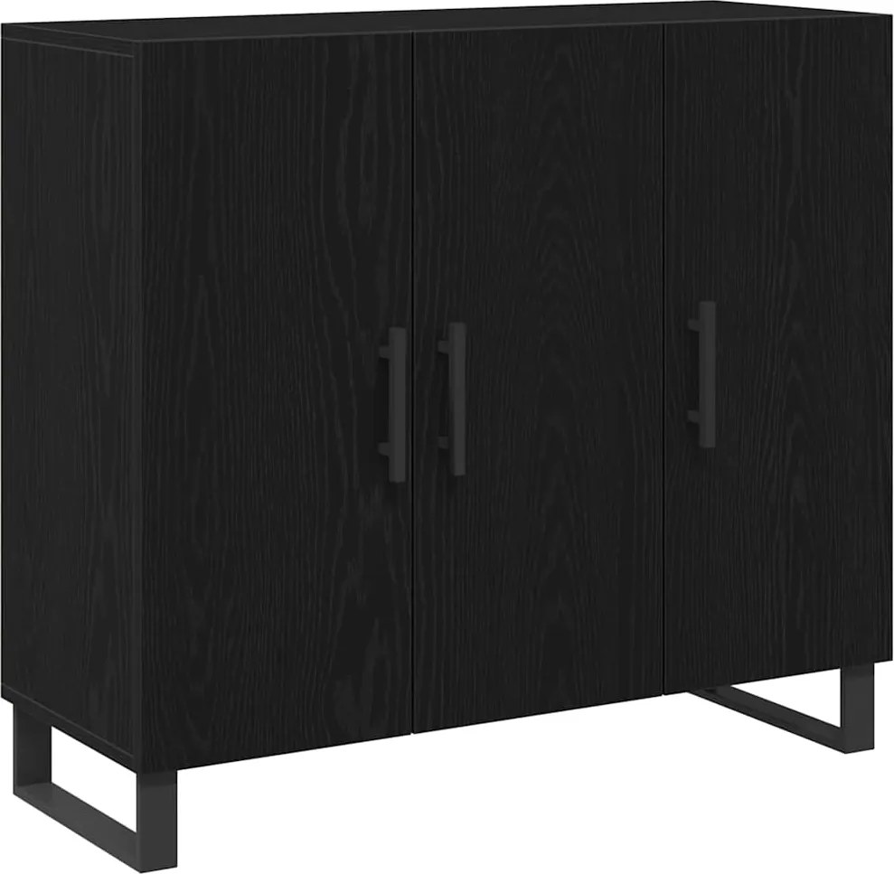 vidaXL Bufet Stejar Negru 90 x 34 x 80 cm Lemn compozit