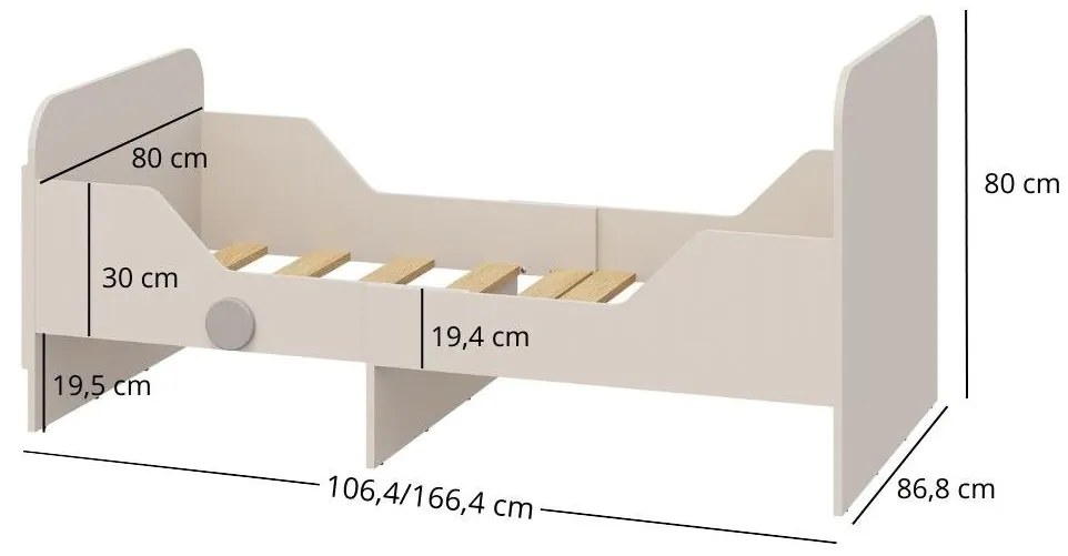 Pat extensibil pentru copii 80 cm Perdidos (cașmir) (cu somieră). 1116965