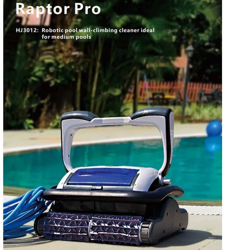 Robot de curatare piscine Wybot Raptor Pro, 150W, Pentru pana la 200 m2, 3 moduri de curatare, 3 moduri de miscare, Motor triplu, Negru