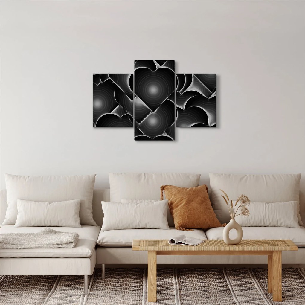 Tablou cu inimile alb - negre (90x60 cm)