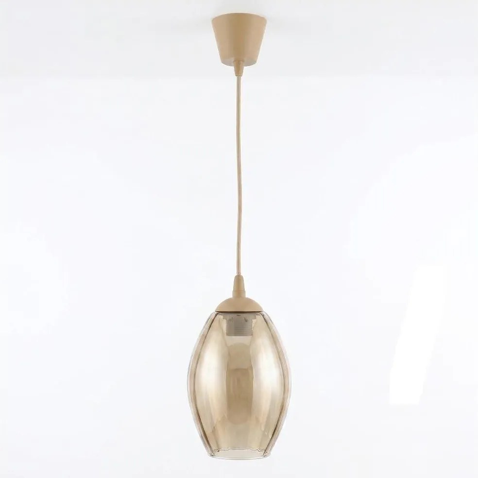 Brilagi - Lustră LED suspendată pe cablu R GLASS 1xE27/60W/230V Ø 17 cm bej/bej fumuriu