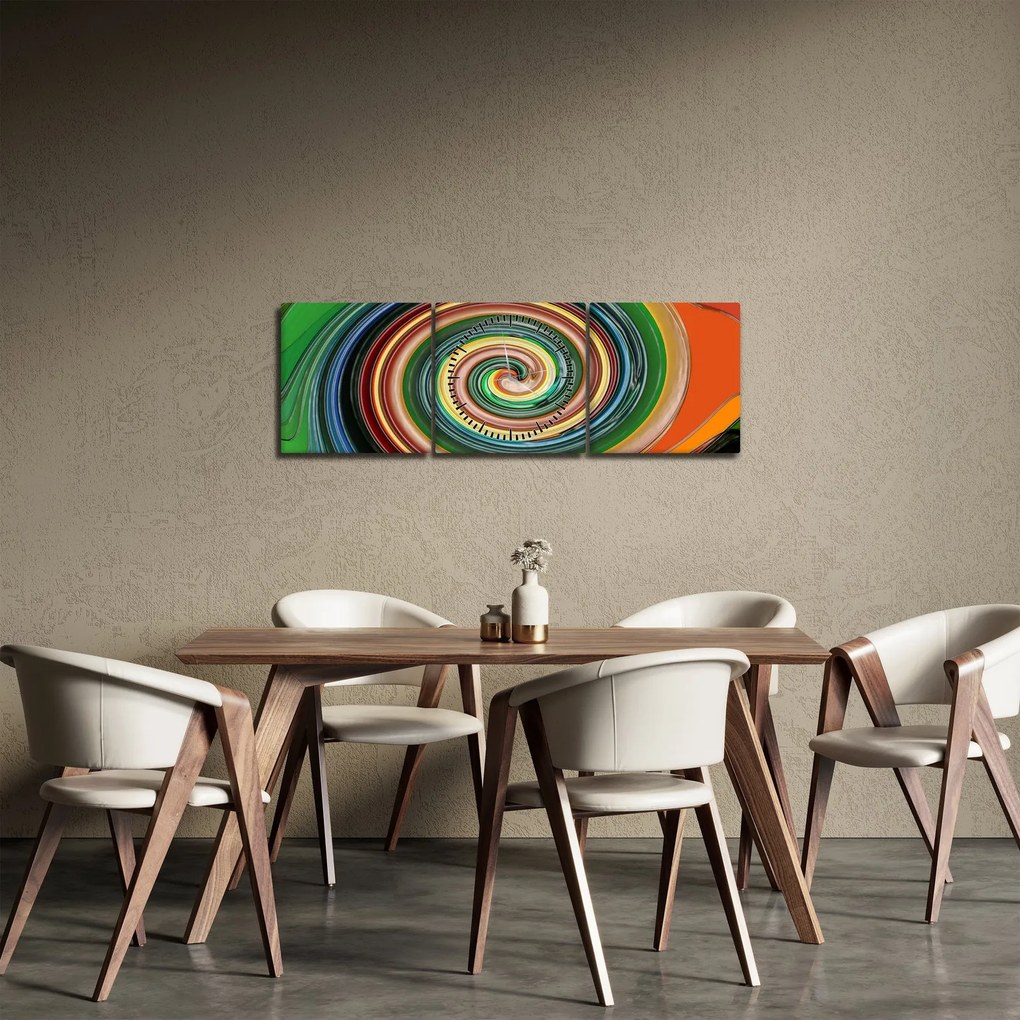Tablou abstract - spirala colorata (cu ceas) (90x30 cm)