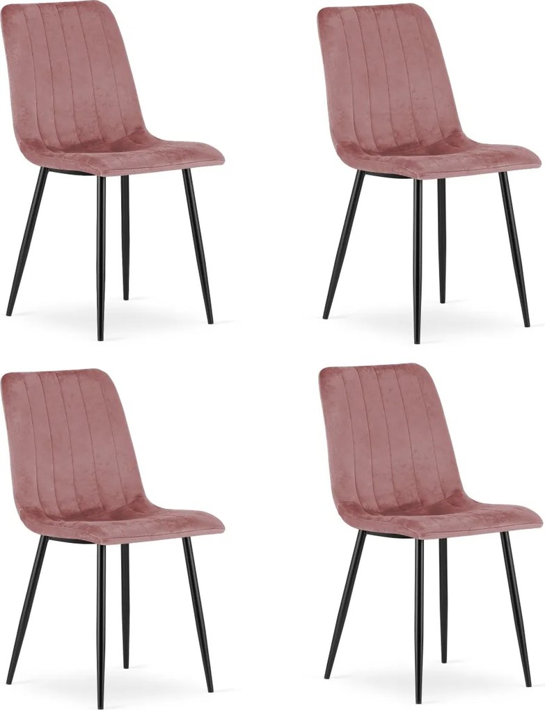 Roz scaun bucatarie LAVA din catifea cu picioare negre