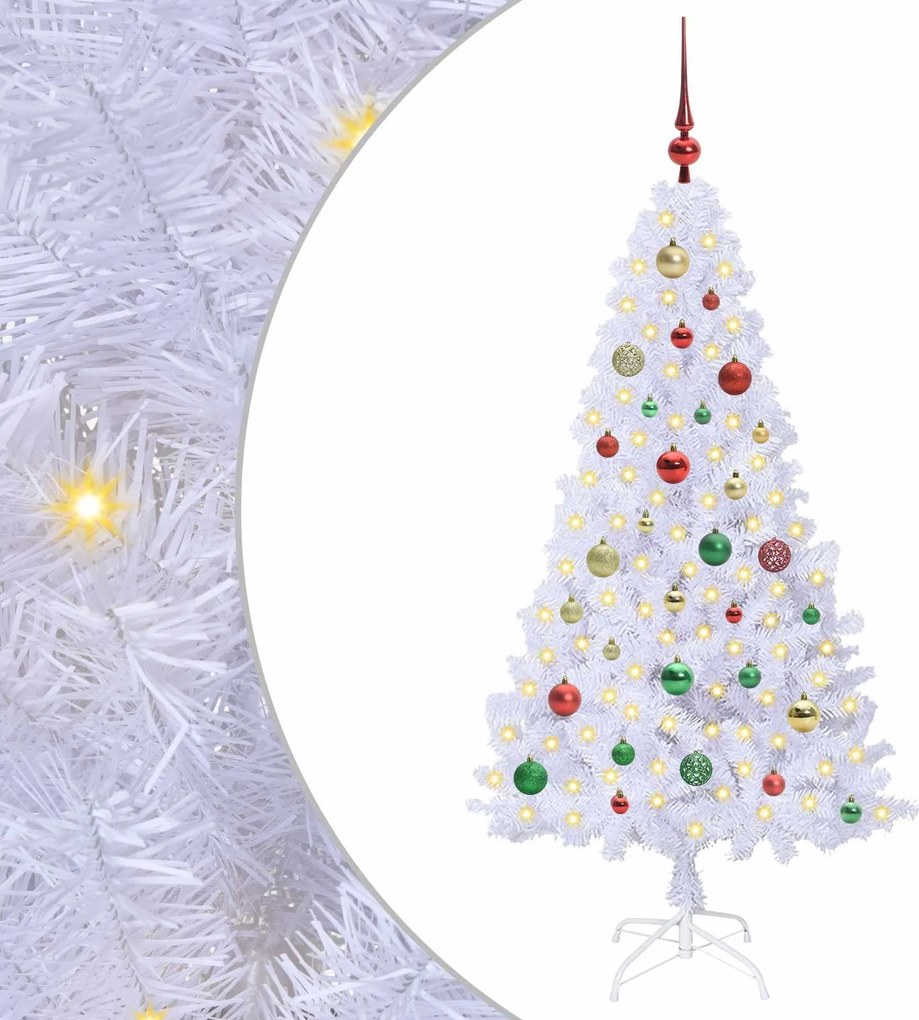 vidaXL Brad de Crăciun artificial cu 150 LED Alb 150 cm PVC și Oțel