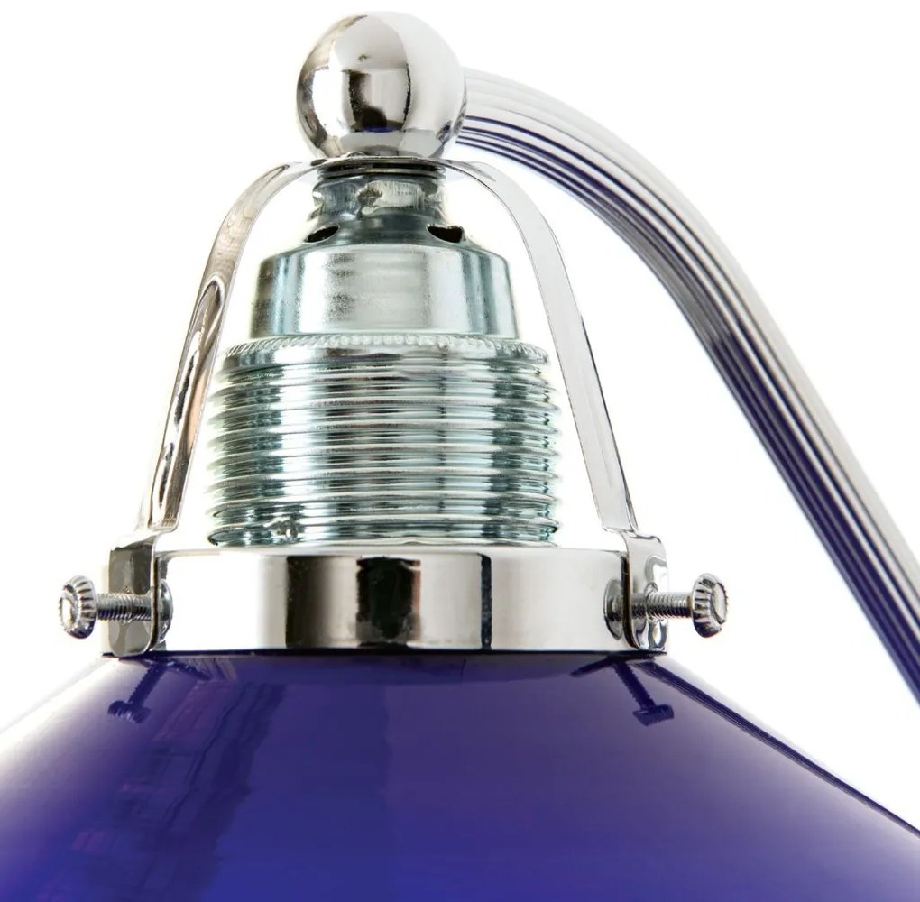 Aplica de perete rustica realizata manual ARTDESIGN, crom/ albastru-cobalt